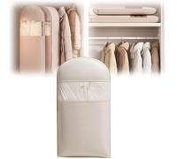Bolsa para ropa colgante que ahorra espacio con cremallera autocomprimible, funda antipolvo para abrigos de plumas, organizador de armario que ahorra espacio.(Beige,M)