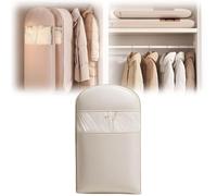 Dangguiwan Bolsa para Ropa Colgante Que Ahorra Espacio con Cremallera autocomprimible, Funda Antipolvo para Abrigos de Plumas, Organizador de Armario Que Ahorra Espacio.(Beige,S)