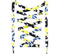 DANHUA Cordones planos coloridos para zapatillas de deporte, patrón impreso artístico, 2 pares, 34 Negro Azul Amarillo Blanco, 47Inch (120CM)