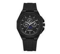 Daniel Gorman Reloj de cuarzo para hombre, de moda, deportivo, correa de silicona, resistente al agua, 5 ATM, personalizado, con calendario, fase lunar (negro)