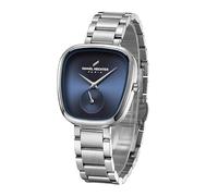 Daniel Hechter Madeleine Collection - Reloj de lujo para mujer, esfera ovalada brillante con bajo segundo y correa de acero inoxidable, azul, Vestido