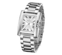 Daniel Hechter Paris Opera Collection DHW2004 - Reloj de esfera cuadrada para mujer con índices romanos y correa de acero inoxidable, plata, Reloj analógico