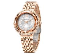 Daniel Hechter Paris Palais-Royal Collection DHW2003 - Reloj analógico único para mujer con esfera de cristal de corte de diamante y pulsera de acero inoxidable, blanco, Informal