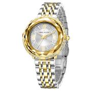 Daniel Hechter Paris Palais-Royal Collection Reloj analógico para mujer con esfera de cristal de corte diamante y pulsera de acero inoxidable DHW2003, dorado