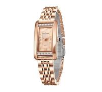 Daniel Hechter Paris Solferino Collection - Elegante reloj analógico para mujer con esfera rectangular, detalles romanos y correa de acero inoxidable, oro rosa, Moderno y lujoso