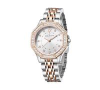 Daniel Hechter Paris Vendome Collection - Reloj analógico para mujer con bisel de cristal, detalles de cristal y pulsera de acero inoxidable, plata, Lujoso