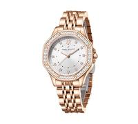 Daniel Hechter Paris Vendome Collection - Reloj analógico para mujer con bisel de cristal, detalles de cristal y pulsera de acero inoxidable, multicolor, Lujoso