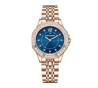 Daniel Hechter Paris Vendome Collection - Reloj analógico para mujer con bisel tachonado de cristal, detalles de cristal y correa de acero inoxidable, azul, Clásico