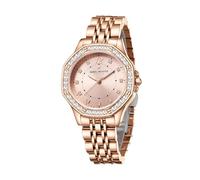 Daniel Hechter Paris Vendome Collection - Reloj analógico para mujer con bisel tachonado de cristal, detalles de cristal y correa de acero inoxidable, Oro rosa