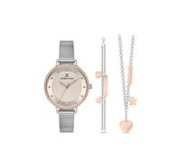 Daniel Klein DK.1.13022 Damen Uhr,Armband und Halskette Set,Herzuhr,Damen Accessoire,Herzschmuck,Damen Armbanduhr,Weidenarmbanduhr,Geschenkset-Geschenke für Frauen, Plateado-rosa, Pulsera