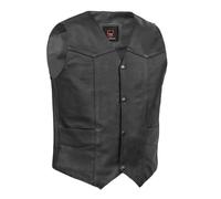 Daniel Smart - Chaleco de piel de vaca para hombre, chaleco de piel de vaca con diseño de lados lisos y bolsillos ocultos para armería, Negro -, Medium