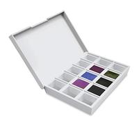 DANIEL SMITH Acuarela vertida a mano, medias sartenes, colores de inspiración con 6 medias sartenes de acuarela, 9 medias sartenes vacías, 1 estuche de viaje de plástico (total 16 piezas) 285650003