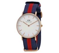Daniel Wellington Clásico Oxford Azul Rojo Tela Correa 36mm Mujer Reloj 0501DW