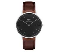 Daniel wellington classic bristol, reloj marrón/plateado, 40mm, cuero