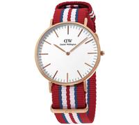 Daniel Wellington Classic Canterbury Rojo Blanco Tela Reloj Correa Hombre 0112DW