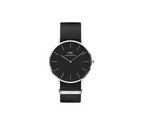 Daniel Wellington Classic Cornwall, Reloj Negro/Plateado, 40mm, NATO, para Hombre