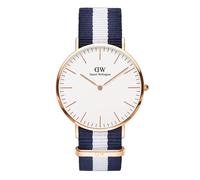 Daniel Wellington Classic Rosa de Glasgow Blanco Azul Tela Reloj Correa Hombre