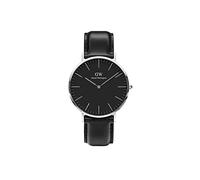 Daniel Wellington Classic Sheffield, Reloj Negro/Plateado, 40mm, Cuero, para Hombre
