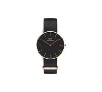 Daniel Wellington Classic Cornwall, Reloj Negro/Oro Rosado, 36mm, NATO, para Mujer y Hombre