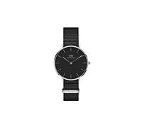 Daniel Wellington Petite Cornwall, Reloj Negro/Plateado, 32mm, NATO, para Mujer
