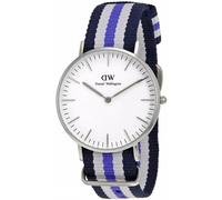Daniel Wellington Elegante Trinidad Azul Lila Blanco Tela Reloj Mujer Correa