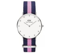 Daniel Wellington Elegante Winchester Azul Rosa Correa de Tela 36mm Reloj Mujer