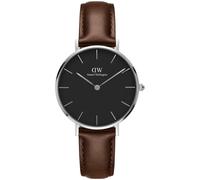 Daniel Wellington Petite Bristol Negro Dial Correa de Cuero Reloj DW00100177