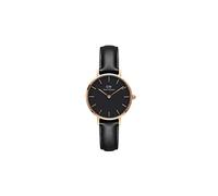 Daniel Wellington Petite Sheffield - Reloj de piel para mujer, color negro y oro rosa, 28 mm