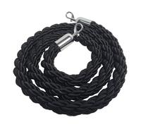Danieli Store - Cuerda de Barrera Rojo 2mt para Postes Separadores - Cordón Trenzado con Mosquetón en Metal Cromo - Adecuado para Teatros, Museos y Eventos (Negro)