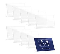 Danieli Store - Expositor Metacrilato Transparente A4 Horizontal - Expositor Acrilico Porta Menú, Porta Precios, Porta Fotos Para Mesa - Soporte de Acrílico Transparente Para Avisos (10 unidades)