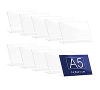 Danieli Store - Expositor Metacrilato Transparente A5 Horizontal - Expositor Acrilico Porta Menú, Porta Precios, Porta Fotos Para Mesa - Soporte de Acrílico Transparente Para Avisos (10 unidades)