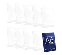Danieli Store - Expositor Metacrilato Transparente A6 Vertical - Expositor Acrilico Porta Menú, Porta Precios, Porta Fotos Para Mesa - Soporte de Acrílico Transparente Para Avisos (10 unidades)