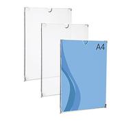Danieli Store - Kit de 3 Soporte Policarbonato A4 Resistente para Pared. Expositor de Pared Transparentes con Adhesivo para Superficies Duras. Porta Carteles con Apertura de 180°. Antirrayas