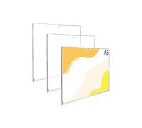 Danieli Store - Kit de 3 Soporte Policarbonato A5 Resistente para Pared. Expositor de Pared Transparentes con Adhesivo para Superficies Duras. Porta Carteles con Apertura de 180°. Antirrayas