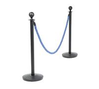 Danieli Store - Postes Separadores Negro con Cuerda de 2mt - Poste Separador Exterior de Metal con Cordón - Postes Separadores con Cordón para Hoteles, Teatros y Museos (Azul)
