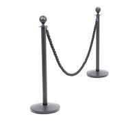 Danieli Store - Postes Separadores Negro con Cuerda de 2mt - Poste Separador Exterior de Metal con Cordón - Postes Separadores con Cordón para Hoteles, Teatros y Museos (Negro)