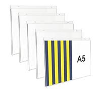 Danieli Store - Soporte de Pared de Metacrilato A5 Horizontal para Carteles y Posteres. Expositor con Orificios para la Fijación Mural. Soporte de Acrílico Transparente para Avisos (5 unidades)