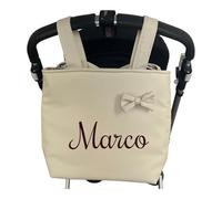 Danielstore Bolso Carro Bebé Talega Polipiel Personalizado con Nombre Bebe Bordado Bolso Organizador Pañaleras para Bebés Bolsa Carrito Bebe… (Camel con asa Colgar Hombro)