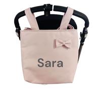 Danielstore Bolso Carro Bebé Talega Polipiel Personalizado con Nombre Bebe Bordado Bolso Organizador Pañaleras para Bebés Bolsa Carrito Bebe con Asa Colgar Hombro (Rosa con asa Colgar Hombro)