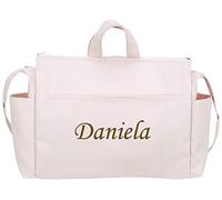 danielstore- Bolso Talega Personalizada con nombre bordado de Polipiel Silla de Paseo. Color rosa