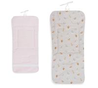 Danielstore Colchoneta Silla Paseo Universal | 80x39cm, 100% algodón | Reversible, transpirable, adaptable, fácil de colocar | Comodidad y protección para bebé (Rosa Animales)