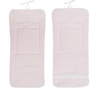 Danielstore Colchoneta Silla Paseo Universal | 80x39cm, 100% algodón | Reversible, transpirable, adaptable, fácil de colocar | Comodidad y protección para bebé (Vichy rosa)