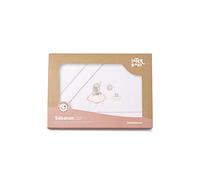 Danielstore Sabanas Capazo Carro Sabanas Bebe Moisés Bebé Algodón 100% 40x80 cm Fabricado en España Incluye Sabana Bajera, Encimera y Funda de Almohada (Elefante Nube BCO Rosa)