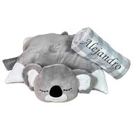 Danielstore Set Regalo Recien Nacido Manta Bebé Personalizada Nombre Bebé Bordado + Cojín Decorativo Bebé (Cojín Koala + Manta Gris 21531)