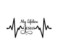 Danigrefinb Pegatinas y calcomanías para coche, My Lifeline Jesus Graph Sticker Christian God Religious Cute Car Styling calcomanía PET reflectante material - negro