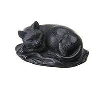 danila-souvenirs Estatua / Figurilla decorativa de piedra de gato negro tumbado 10 cm