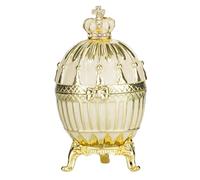 danila-souvenirs Huevo acanalado al estilo Fabergé caja de joya con corona del emperador 9 cm crema
