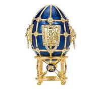 danila-souvenirs Huevo al estilo Fabergé/caja de joya con leones 11 cm azul