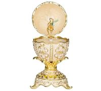 danila-souvenirs Huevo al estilo Fabergé caja de joyería musical con figura de hada 12,5 cm crema