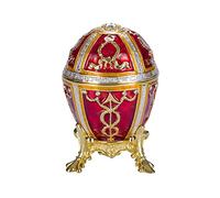 danila-souvenirs Huevo al estilo Fabergé Capullo de rosa/caja de joya, 6 cm rojo